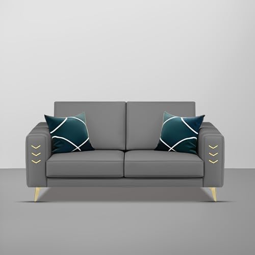 Image of Casaliving Falco 2 Seater Sofa Set for Living Room (Dark Grey Fabric) Premium Fabric Sofa