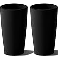SnugNiture Set of 2 Round Tall Planters 22 Inch, Large Planter for Indoor Outdoor Plants, Modern Flower Pot Containers Large Decorative Tree Planter, Black