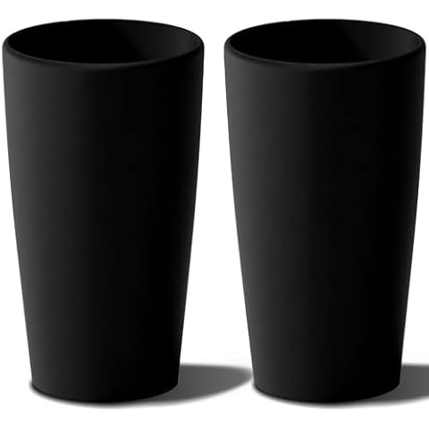 SnugNiture Set of 2 Round Tall Planters 22 Inch, Large Planter for Indoor Outdoor Plants, Modern Flower Pot Containers Large Decorative Tree Planter, Black Cover