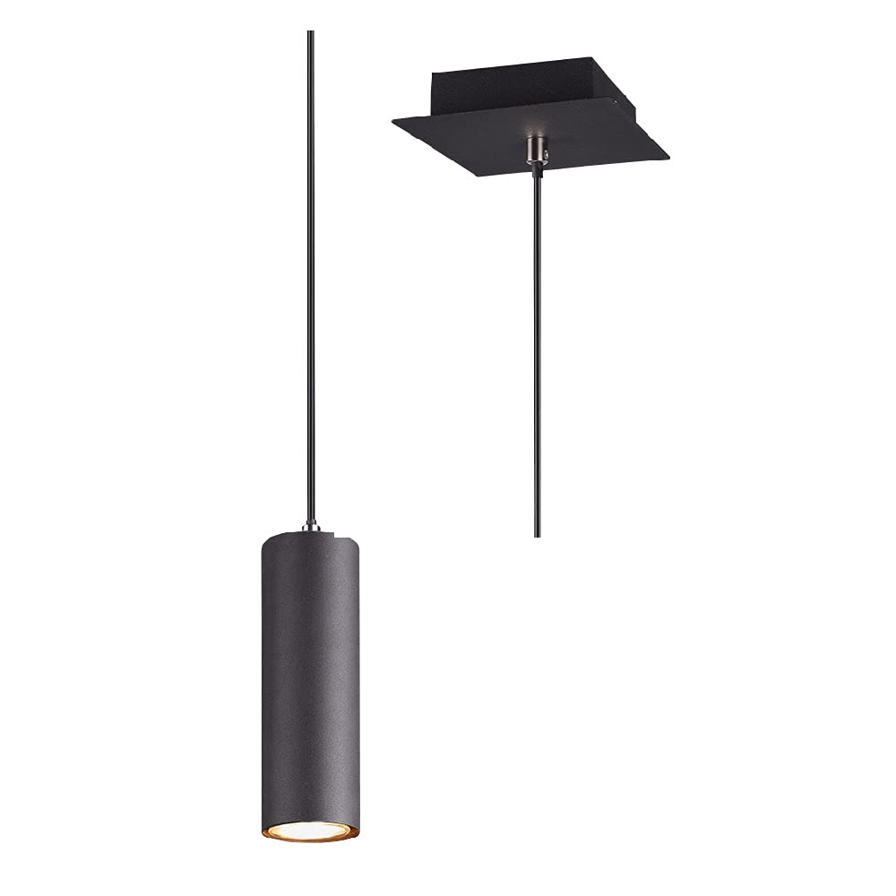 Britalia Black Modern Cylindrical Pendant Ceiling Light | 6Cm Diameter | 1 X Gu10 Lamp Bulb Required (Not Included) | Square Fixing Plate | Contemporary Design | Spotlight