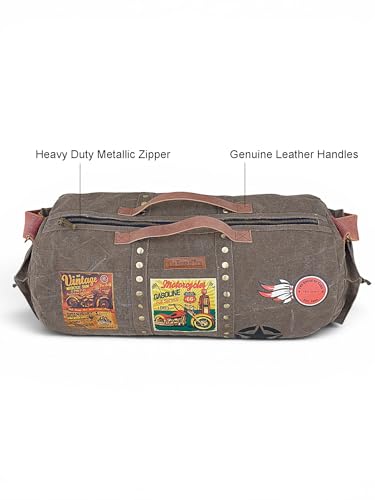 Image of The House of Tara Canvas Travel Duffle Bag 25 litres | Sports Duffel | for Men and Women | Adjustable Broad Strap | Gym Bag | Airline Carry On Luggage | Quick Access Pockets (Acorn Brown)