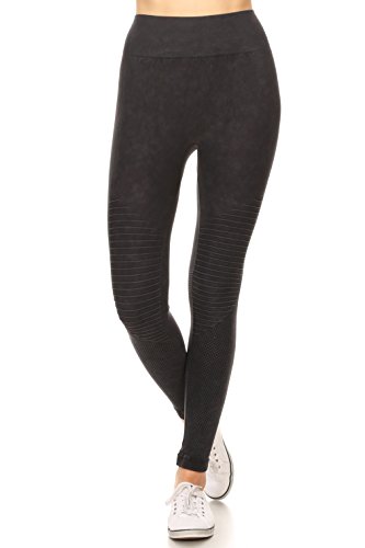 Women's Moto Leggings Vintage Wash Black X-Large
