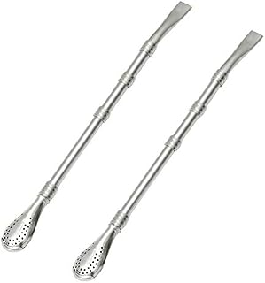 Drink Filter Straw Stainless Steel Coffee Straw Reusable Tea Filtered Spoon Yerba Mate Straws for Smoothie and Hot Drinks Set of 2