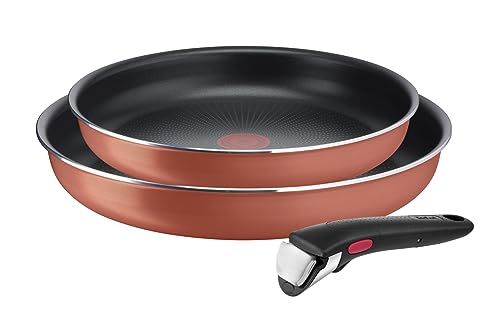 Tefal Ingenio XL Force - Juego de 2 sartenes rojas de 22 y 26 cm, para todo tipo de fuegos, excepto inducción, L1679322