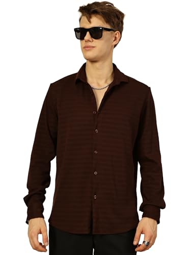 Image of Thomas Scott Men's | Solid | Textured Fabric | Full Sleeve | Regular Fit | Polyester-Blend | Spread Collar | Casual Shirt