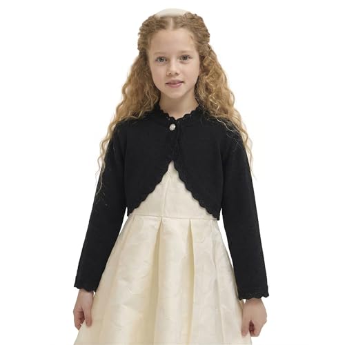 Image of Lilax Little Girls' Knit Long Sleeve Button Closure Bolero Cardigan Shrug