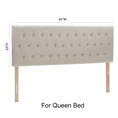 Kingfun 022 Tufted Upholstered Queen Size Bed Headboard In Modern Button Design, Adjustable Solid Wood Head Board thumb #5
