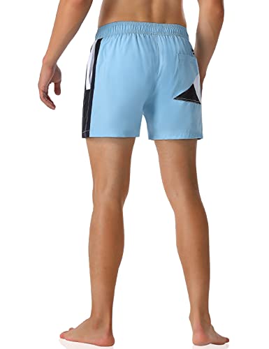 unitop Men's Board Shorts Swimwear Volley Lightweight Hawaiian Drawstring Swim Trunks Blue 40 - Thumbnail 4