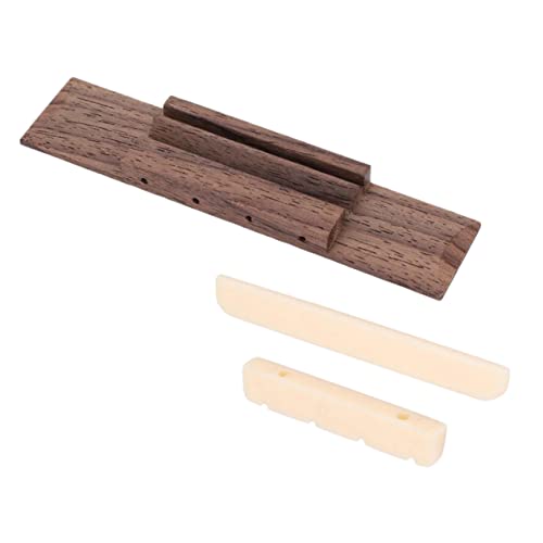 Yardwe 1 Set Ukulele Bridge Nut Set Practical Repair Accessories for Ukulele Durable Rosewood Fittings Easy to Carry Replacement for Old Bridge Saddle