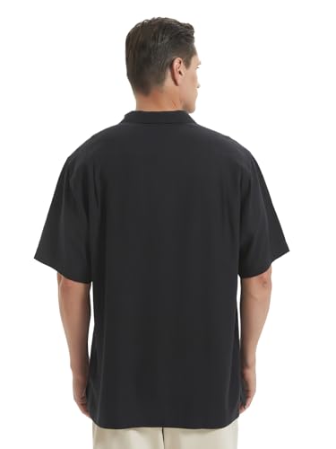 Men's Silk Button Down Shirts Short Sleeve Casual Tropical Holiday Hawaiian Shirts2