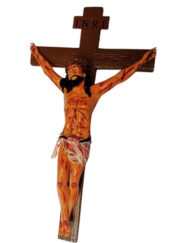 Crucifixo De Parede Super Realista Rico em Detalhes Cristo Chagado Artesanal 50 cm