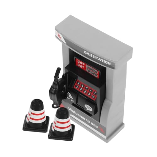 GALPADA Juguetes de Simulación Modelo de Gasolinera Juguete de Modelo de Construcción con Cono de Carretera para Escenografía de Ciudad