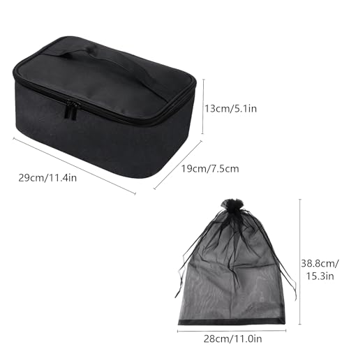 Klmnop Wig Storage Box, Portable Wig Travel Case, Foldable Square Wig Bag, Wig Storage with Handle for Wig Storage and Travelling(Black)2