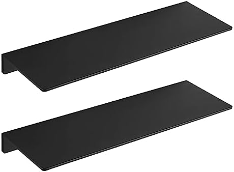 Veefos 15.7 Inch Black Bathroom Shelves Wall Mounted, Set of 2 Metal Floating Shelves, Display Ledge Wall Shelves Storage Bathroom Countertop/Makeup Organizer for Home Decor Living Room Office