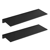 Veefos 15.7 Inch Black Bathroom Shelves Wall Mounted, Set of 2 Metal Floating Shelves, Display Ledge