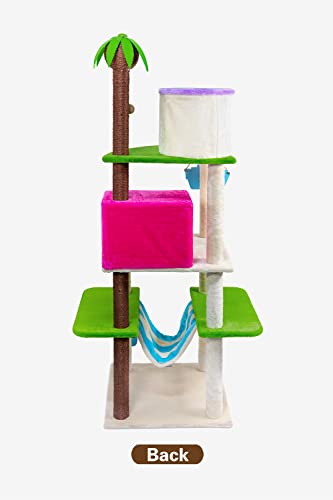 Hyabi 72.8 Inch Hawaii Novelty Coconut Hammock Ship Beach Slippers Cat Tree Tower Condo Furniture Apartment Plush Platform With Scratch Posts Toy Ball Pet House Play For Indoor Cats (Large 72.8" H) #TOP4
