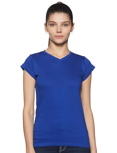 Image of Miss Chase Women's Maroon Super Soft V-Neck Short Sleeves Cotton Solid Regular Fit T-Shirt