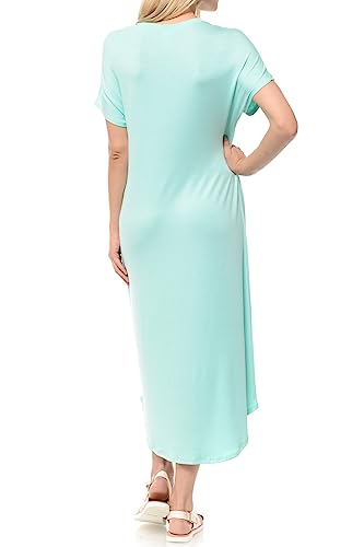 Image of iconic luxe Women's A Line Short Sleeve T Shirt Midi Dress Summer Casual