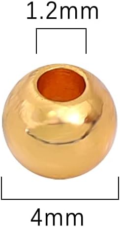 Miniatura 2 de Cuentas espaciadoras redondas chapadas en oro de 18 quilates de 0.157 in, 100 unidades para hacer joyas, no se deslustran