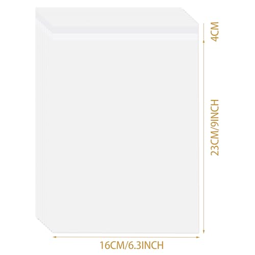 Image of 100 Pcs Clear Cellophane Bags Self Adhesive Food Grade Cellophane Bags for Cookies, Cards, Envelopes, Photos (6.3 inch x 9 inch)
