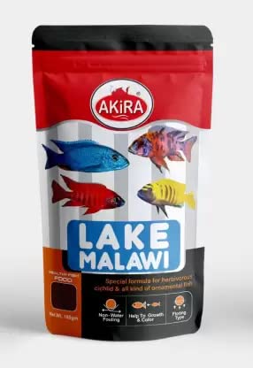 Akira Akira Lake MALAWAI 100gm. Pouch Fish 0.1 kg Dry,Protein 40%, Adult, New Born, Senior, Young Fish Food (for African Cichlid Fish)