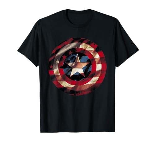 T-shirt Captain America Avengers avec motif de drapeau et bouclier Marvel pour homme
