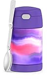 THERMOS FUNTAINER 16 Ounce Stainless Steel Vacuum Insulated Food Jar with Spoon, Purple Mirage