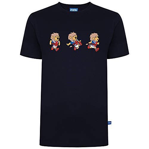 Image of Score Draw FIFA 1966 Three Mascot T-Shirt Blue Small Polyester