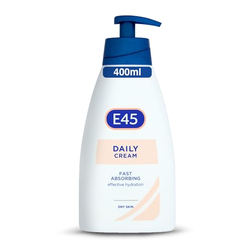 E45 Daily Cream 400ml - Crema Hidratante para piel seca y sensible- Crema corporal No grasa - Crema facial y corporal sin perfume, Dermatológicamente Probada