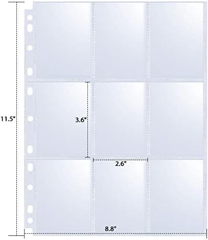 360 Pockets Trading Card Sleeves - Double-Sided 9 Pocket Page Protector, Ultra-Clear Card Sheets for 3 Ring Binder, Sleeves for Game Yugioh/MTG, Baseball, Business Cards, Coupons - 3