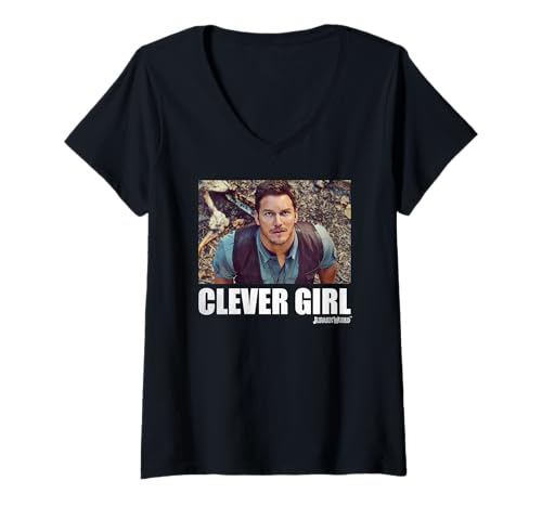 T-shirt Jurassic World femme Clever Girl noir coupe ajustée col V coton