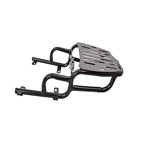 Image of Sterling Harley Style Adjustable Cushion Backrest with Carrier, Pillion Cushion Support Compatible for Bike Enfield Thunderbird 350,500,350x,500x 2022 | Motor Bike | Aluminium | Black