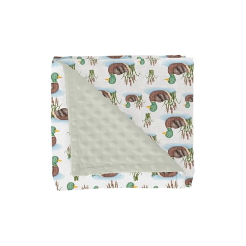 Image of Mallard Duck Lake Leaves Baby Blanket for Girl Boy with Dotted Backing Double Layer Wild Duck Hunting Soft Swaddle Receiving Blanket Toddler Nursery Crib Bed Blanket Hunting Lovers Gift 30x40