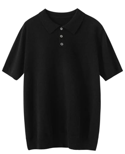 Men's 100 Percent Cashmere Short Sleeve Pullover Sweater Spring Summer Comfort Soft Business Knit Polo T-Shirt3