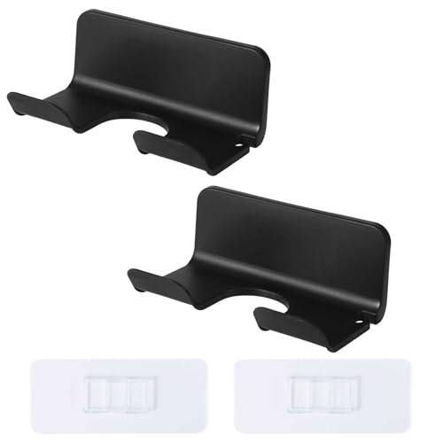 2uds Soporte para Secador de Pelo, de Plástico para Montaje en Pared Ajuste Universal Sin Perforaciones Organizador de Pared para Secador de Pelo para Armario de Baño (Negro)