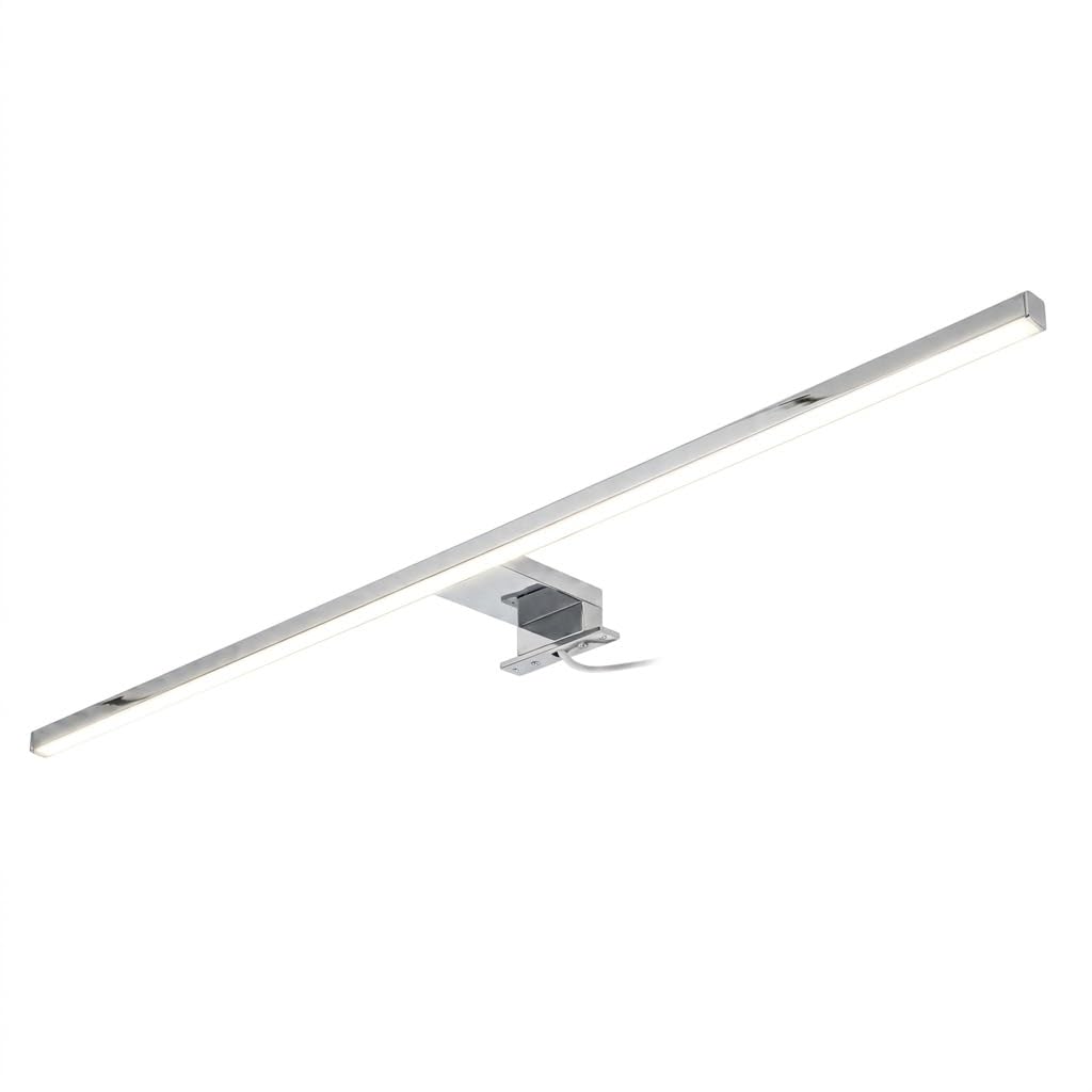kalb LED Badleuchte Running Light 80 cm IP44 Spiegelleuchte mit Lichtlauf Effekt, 230V Badezimmerlampe für Wand oder Spiegelschrank, Schwarz/Chrom, 3000K/4000K (Chrom, Neutralweiß)