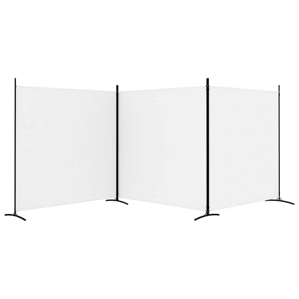 Paravent en Tissu Blanc, 3 Panneaux, 525 x 180 cm, 100% Polyester, Séparateur de Pièce, Cloison de Séparation Intérieur, Paravent Extérieur, Pliable