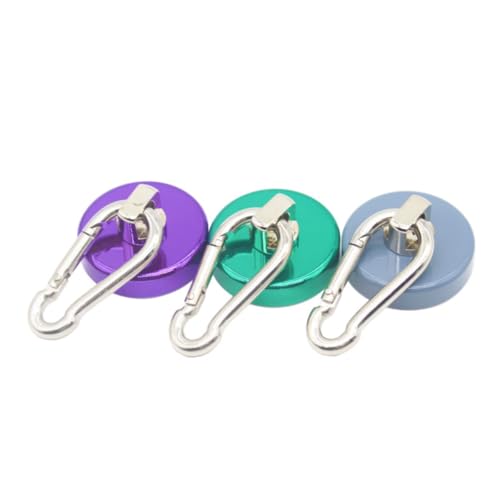 Copfeu Colorful Magnets Hooks Heavy Duty with Carabiner 18lbs Strong Magnets Great Hanging for Refrigerator Cruise Cabin Grill Wreath Kitchen Office 3Pack (A)