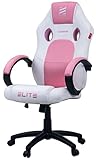 ELITE Gaming Stuhl MG100 Exodus - Ergonomischer Bürostuhl - Schreibtischstuhl - Chefsessel - Sessel - Racing Gaming-Stuhl - Gamingstuhl - Drehstuhl - Chair - Kunstleder Sportsitz (Weiß/Pink)