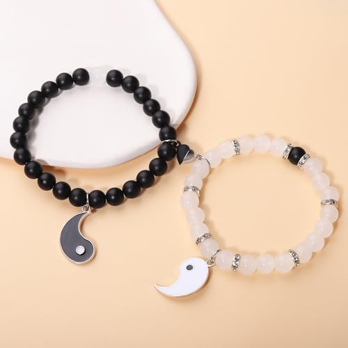 Image of Spider Friendship Bracelets Matching Bracelets for Couples Best Friends Bff, Matching Spider Kitty Bracelet Halloween Christmas Birthday Jewelry Gifts for Women Teen Girls Bestie Gf Bf