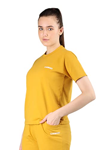 Image of CHKOKKO Women's Terry Cotton Loose Fit Half Sleeve Casual Style T-Shirt