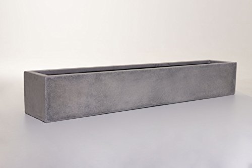 VIVANNO Blumenkasten Balkonkasten Pflanzkasten Fiberglas FLOBO Beton-Optik grau - 15x100x17 cm