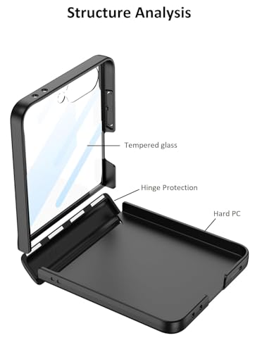 Image of Midkart Ring Case Compatible with Samsung Galaxy Z Flip 7 Release 2025 Magnetic Hinge Protection Ring Holder Hard PC with Front Glass Cover 360-degree Protection, Coral Red