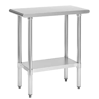 Hally Stainless Steel Prep & Work Table 30 x 15 Inches, NSF Commercial Heavy Duty with Undershelf and Galvanized Legs