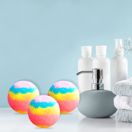 Image of Kaleidoscopic Rainbow Strawberry Bath Bombs for Bath Tub - Pack of 3 - Fizzy Aromatic Bath Bomb for Kids - 75g Each - Ideal Bath and Body Gift Set - Relaxing Bathtub Bombs