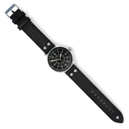 Ailager Montre de service style aviateur Luftwaffe allemande – The Beobachtungsuhr – Noir, Noir , Militaire