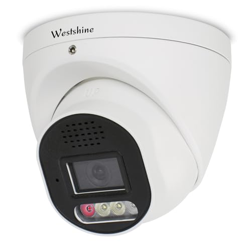 WESTSHINE Telecamera IP PoE 5MP, rilevamento persone/veicoli, deterrente attivo, telecamera di sorveglianza esterna con visione notturna colori, metallico grandangolare IP66(scheda SD non inclusa)