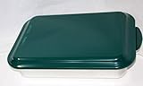 Nordic Ware 9x13 metal cake pan natural aluminum commercial bakeware with a baked enamel colored metal lid (green)