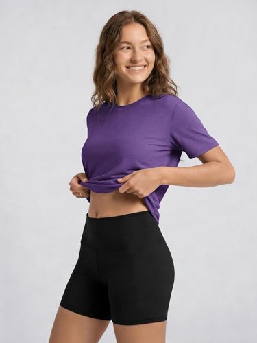 Image of ODODOS Women's Performance Cropped Tee Ultra Soft odSTRATUM Tech Short Sleeve Relaxed Top Crew Neck T-Shirts