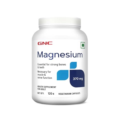 Image of GNC Magnesium 370mg | 120 Veg Capsules | For Bone Strength, Muscle & Nerve Function, Stress Relief, Improved Sleep, Mood Elevation, Essential Mineral for Calcium Absorption & Cell Function